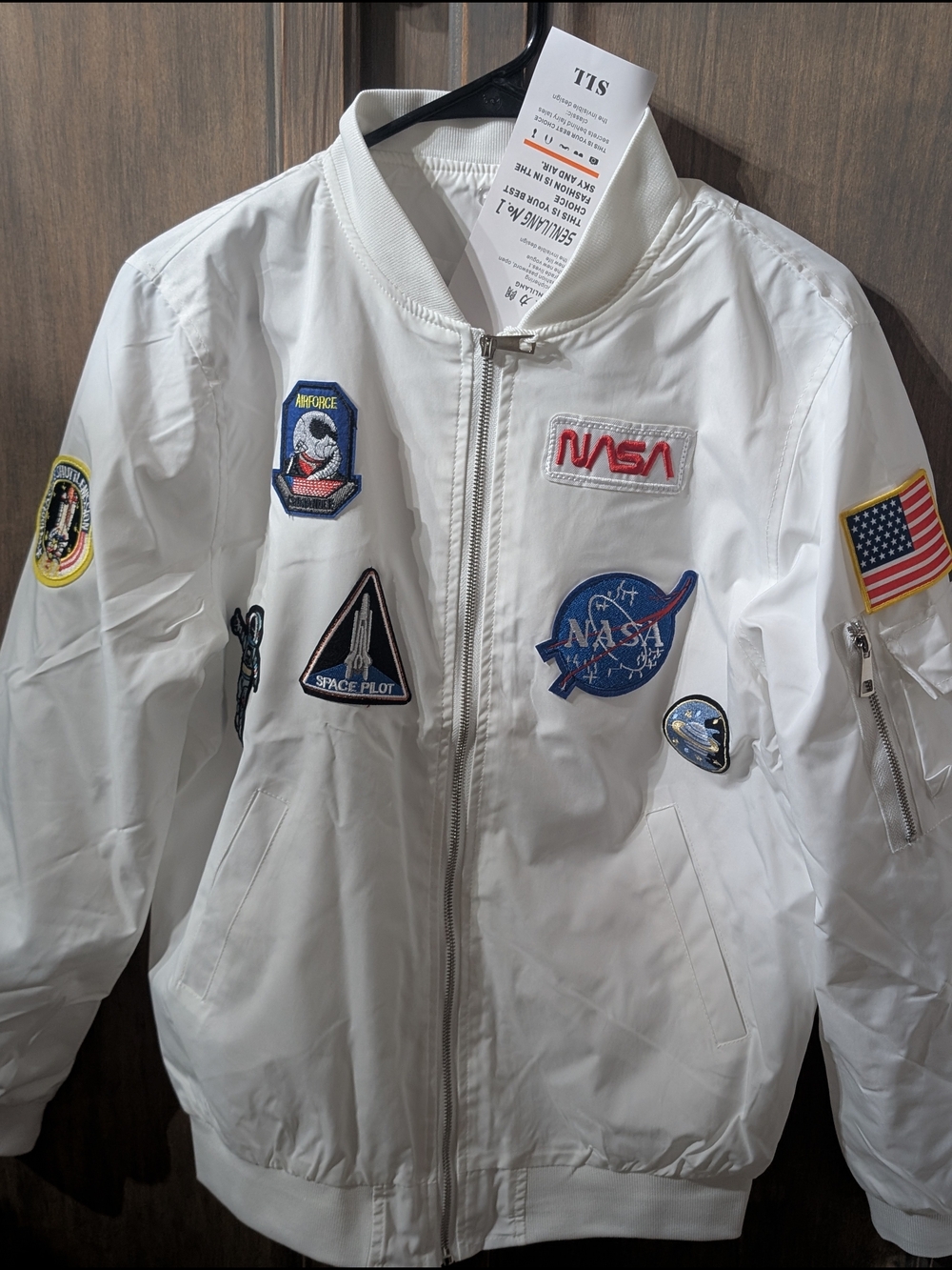 NASA Patch White Bomber Jacket
